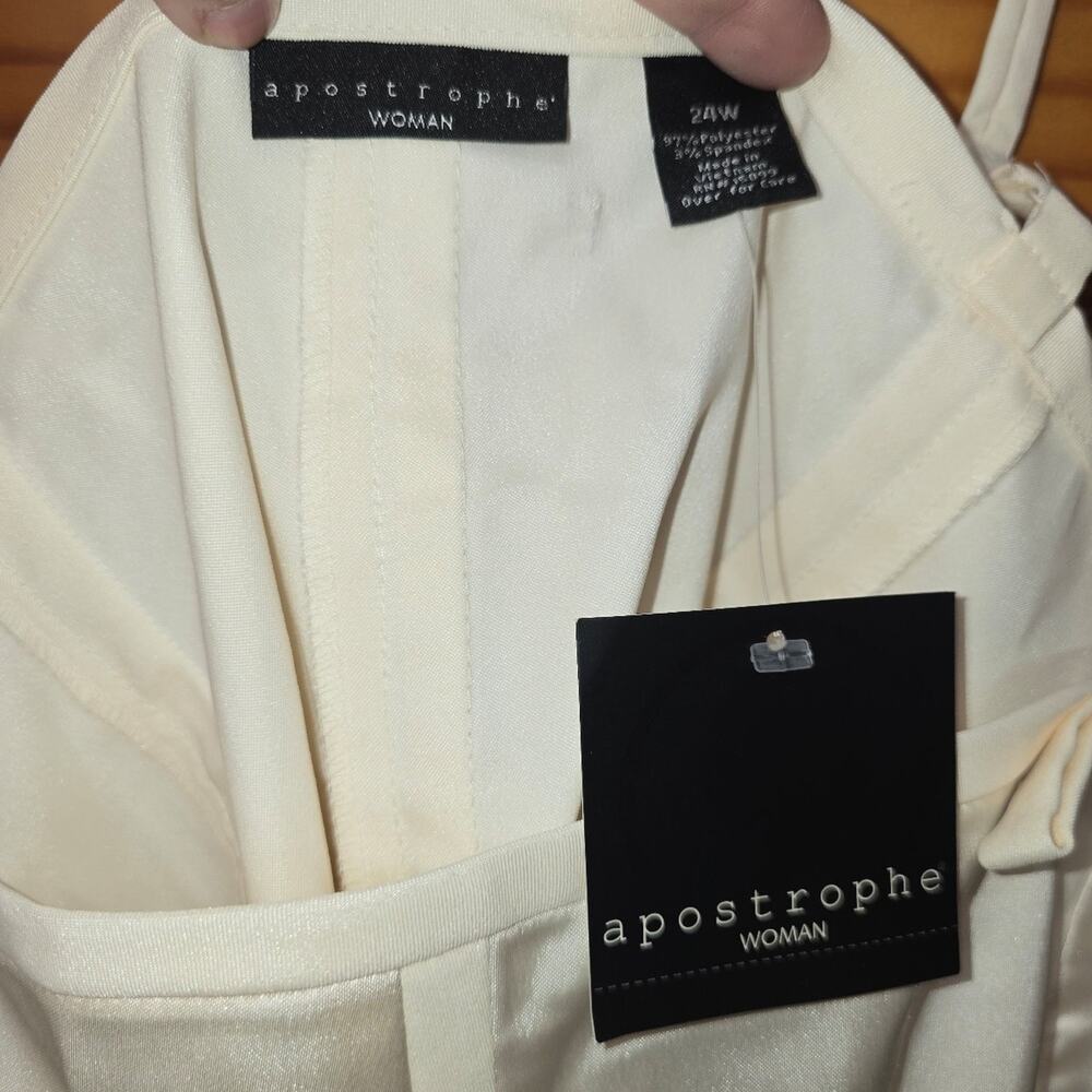 Apostrophe Cream Spaghetti Strap Blouse Size 24W Beautiful Top! NEW WITH TAGS - Picture 3 of 4